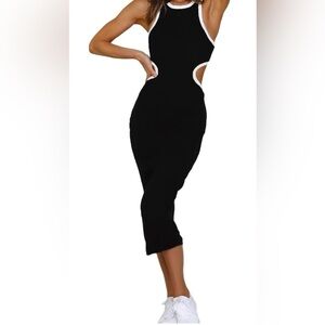 Black Midi Cut Out Dress